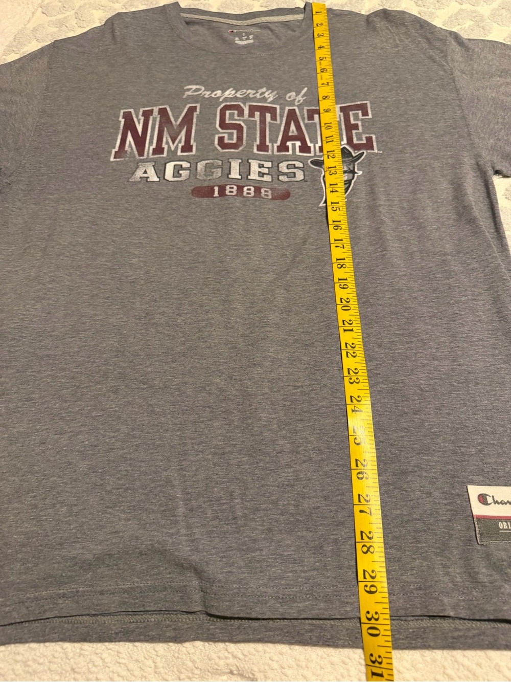 Champion NM State Aggies Gray Short Sleeve Tee with Maroon Logo - Picture 3 of 5